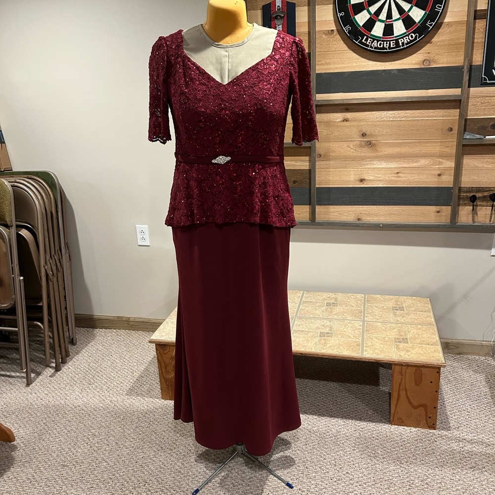 Oleg Cassini Deep Red Lace Dress